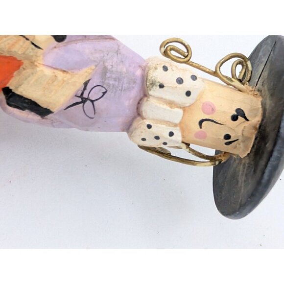 Vtg. Ornament Witch Fall Themed Metal Hair  Holding Frog Unique 5.75"  READ - Picture 6 of 9